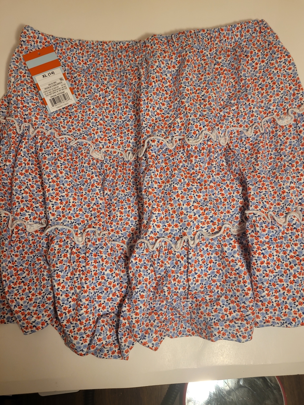 Cat & Jack Blue and Orange Floral Tiered Skort